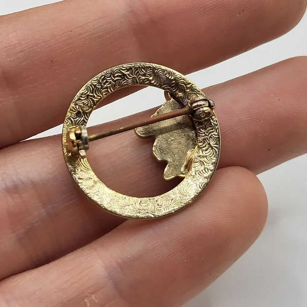 Goldtone Pink Lamb Brooch Pin 1in